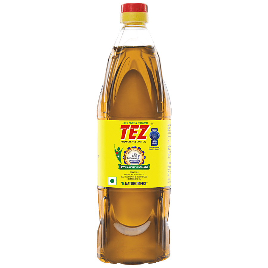 Tez Premium Mustard Oil Pt3 Kachchi Ghani, 500 Ml Pet Bottle