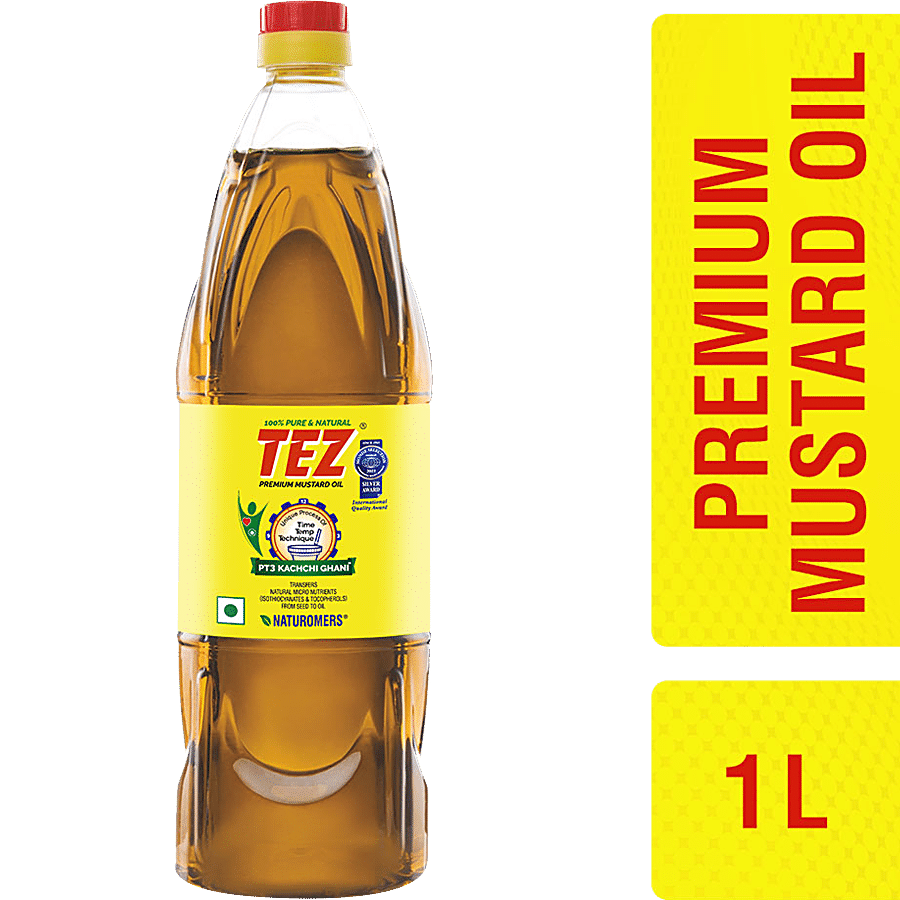 Tez Premium Mustard Oil Pt3 Kachchi Ghani, 1 L Pet Bottle
