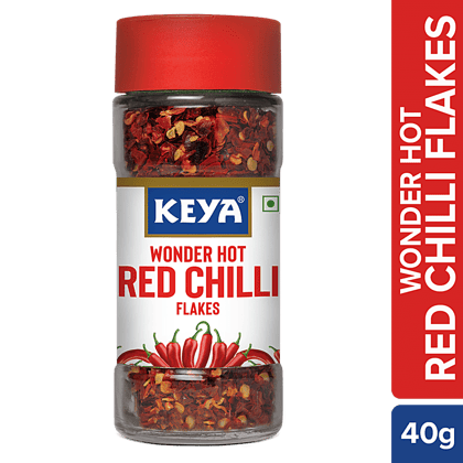Keya Chilli Flakes - Red, 40 g Bottle