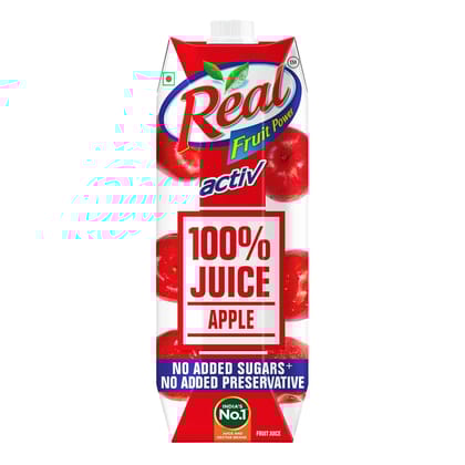Real Activ 100% Apple Fruit Juice, No Added Sugars & Preservatives, Rich In Vitamin C, Goodness Of Best Apple, Tasty, Refreshing, 1L