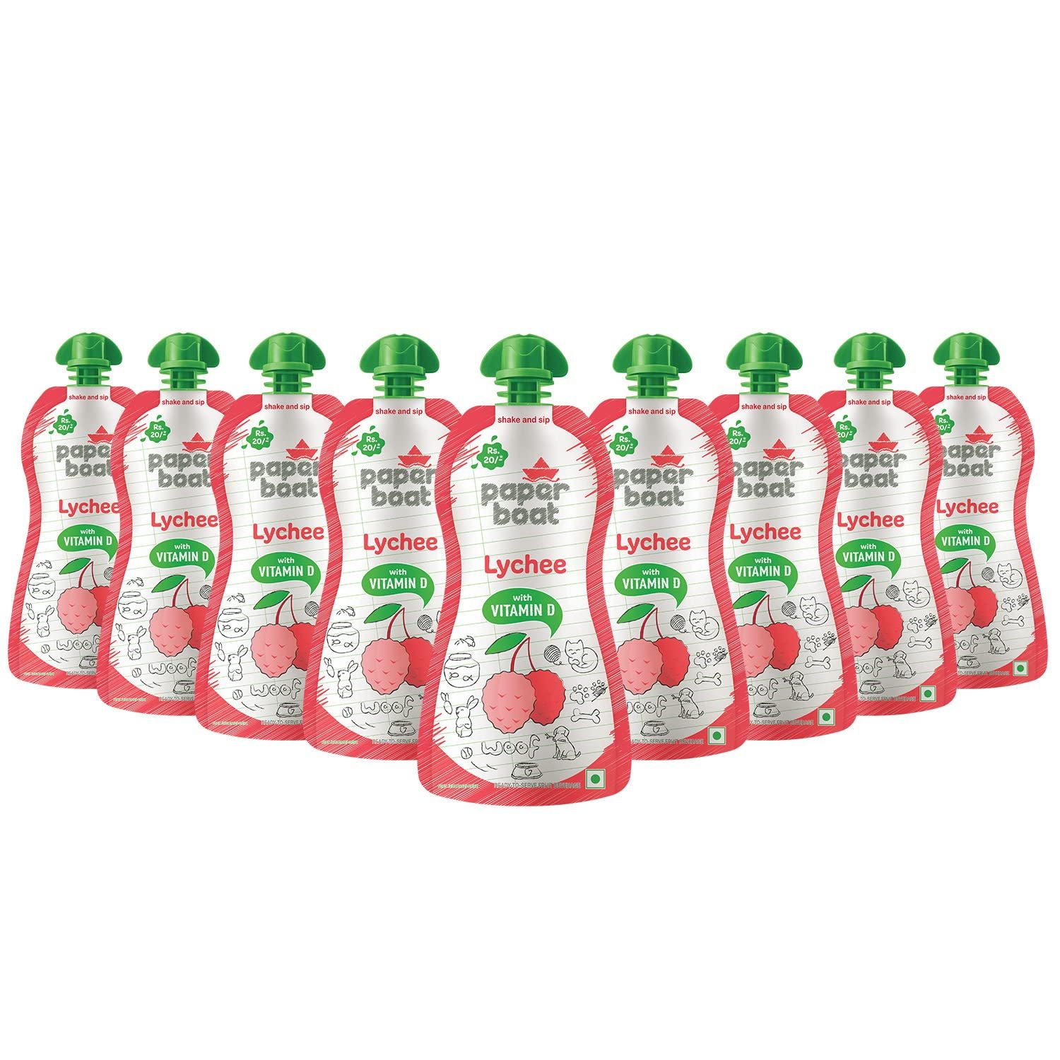 Paper Boat Lychee Juice, Litchi Jelly Drink Enriched With Vitamin D, No Added Preservatives And Colours, Pink (Pack Of 9, 150Ml Each)