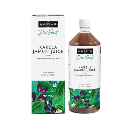 Kapiva Karela Jamun Juice, Helps Control Blood Sugar Level And Lower Bad Cholesterol, Diabetic Care, 1L