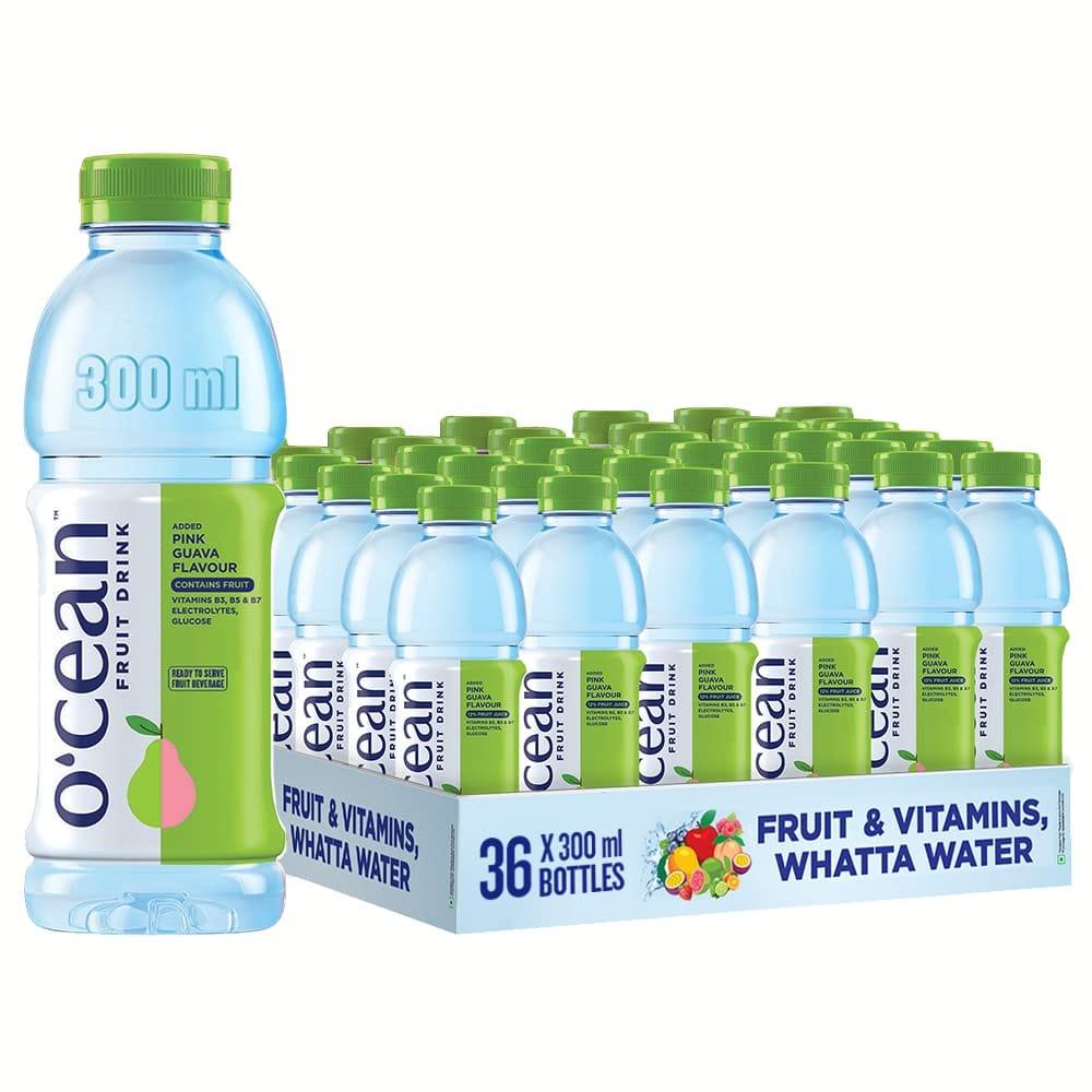 O'Cean Fruit Water, Pink Guava 300Ml Enriched With Vitamins & Glucose, Pack Of 36