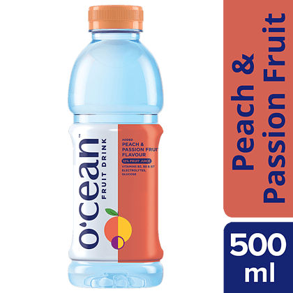 O'Cean Fruit Water, Peach & Passion Flavour, 500 Ml