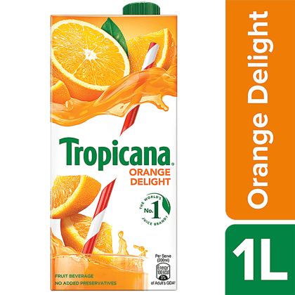 Tropicana Fruit Juice, Delight, Orange, 1 L