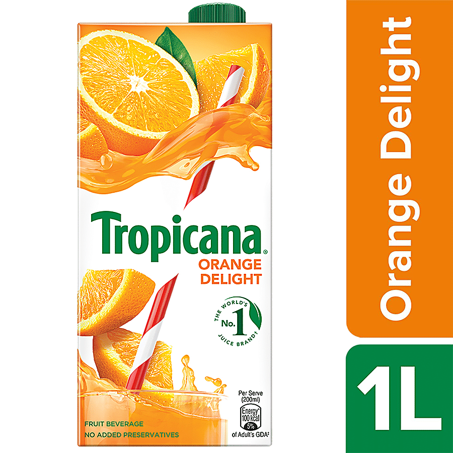 Tropicana Fruit Juice, Delight, Orange, 1 L