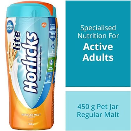 Horlicks Lite Health & Nutrition Drink, Regular Malt Flavour, 450 G Jar Horlicks Lite Health & Nutrition Drink, Regular Malt Flavour, 450 G Jar