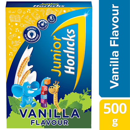 Horlicks Junior Health & Nutrition Drink Vanilla, 500 G Carton Horlicks Junior Health & Nutrition Drink Vanilla, 500 G Carton