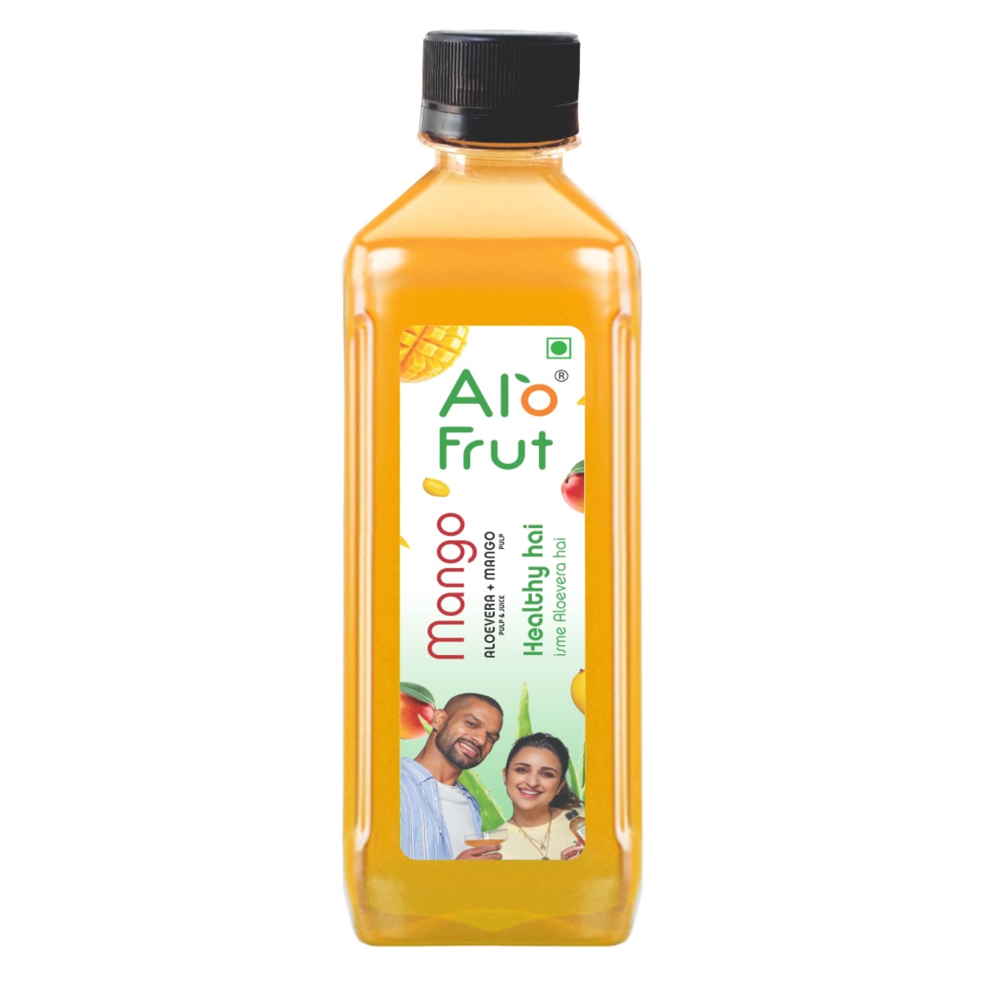 Alo Frut Mango Aloevera Chunks & Juice 200Ml (Pack Of 1), 1 Case, Fruit Juice Mai Aloevera Chunks, Healthy Hai Isme Aloevera Hai, Ready To Serve Drink