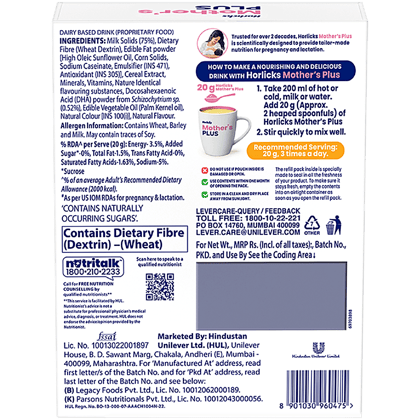 Horlicks Mother's Plus, Kesar, 500 G