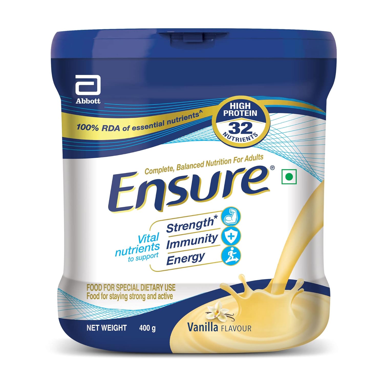 Ensure, Complete Nutrition For Adults With High Protein And 11 Immunity Nutrients, 400 G Jar (Vanilla Flavour)