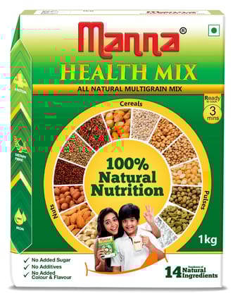 Manna Health Mix, Multi Millet Health Drink Mix Powder For Kids, Millets, Nuts, Cereals & Pulses, Sathu Maavu, Porridge Mix, 1Kg