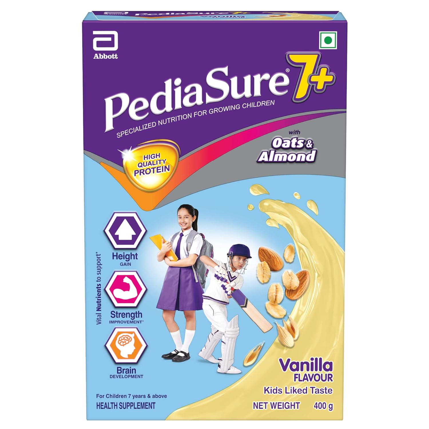 Pediasure 7+ Specialized Nutrition Drink Vanilla Flavour, Powder For Growing Children, Supports Height Gain, Muscle Strength, 400 G