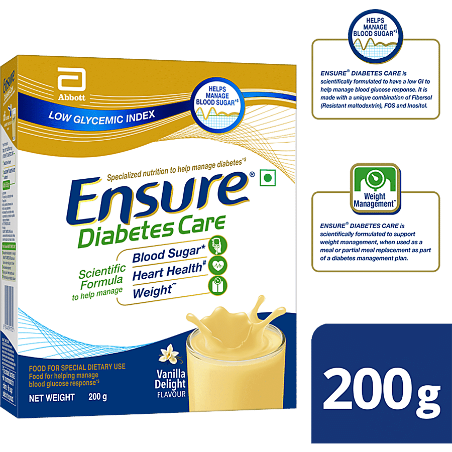 Ensure Diabetes Care Diabetic Care Formula, Specialised Nutrition For Diabetes Management, Vanilla, 200 G Box