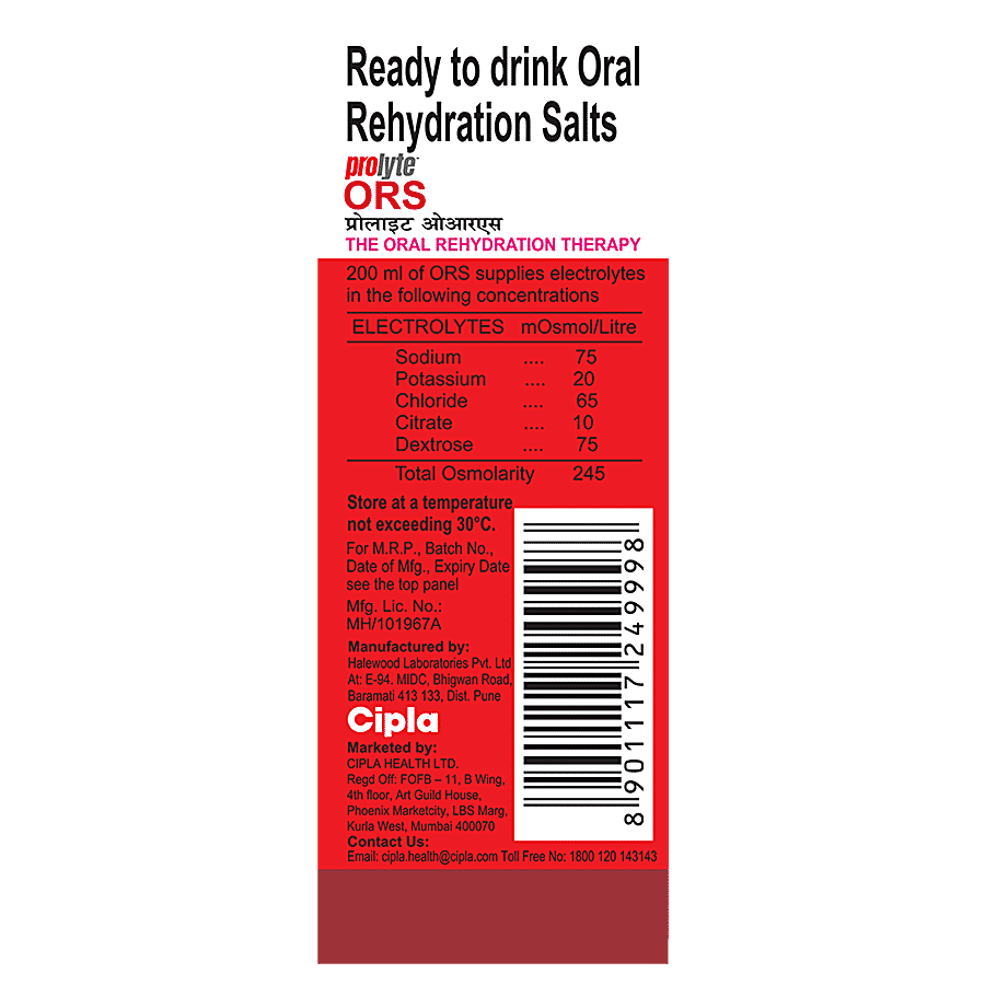 Prolyte Ors Liquid, Apple, Ready To Drink, Maintain Electrolyte Balance, Instant Energy, 200 Ml Tetra Pack