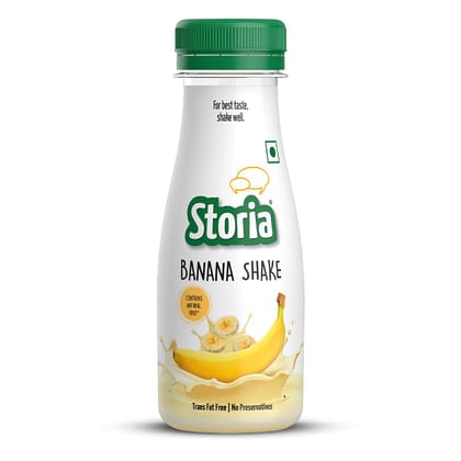 Storia Banana Milkshake, India's Highest Fruit Content Shake, Transfat Free & No Preservatives, 175Ml Pet Bottle