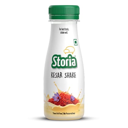 Storia Kesar Milkshake, Transfat Free & No Added Preservatives, 180Ml Pet Bottle
