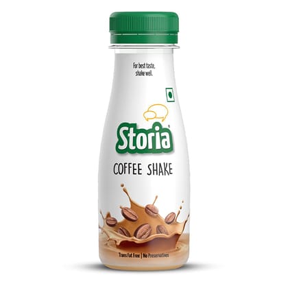Storia Coffee Milkshake, India's Highest Fruit Content Shake, Transfat Free & No Preservatives, 180 Ml Pet Bottle