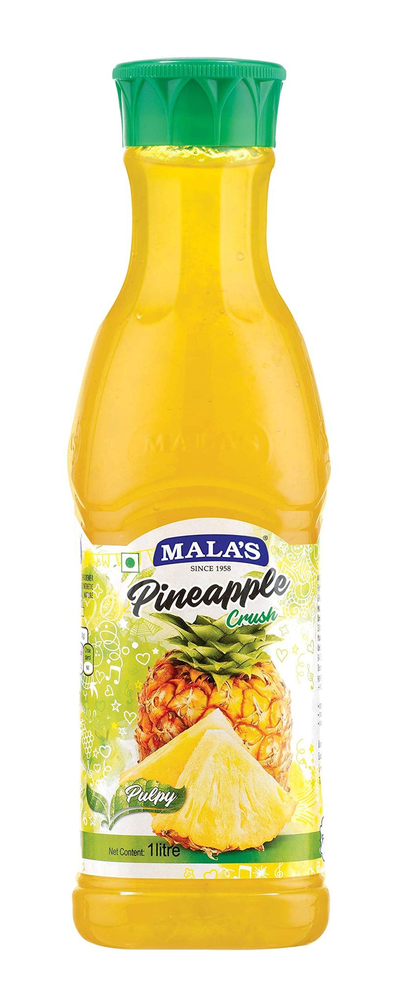 Mala's Crush Pet Bottle Natural And Real Fruit Extracts Pet Bottle, Pineapple, 1000 Gram