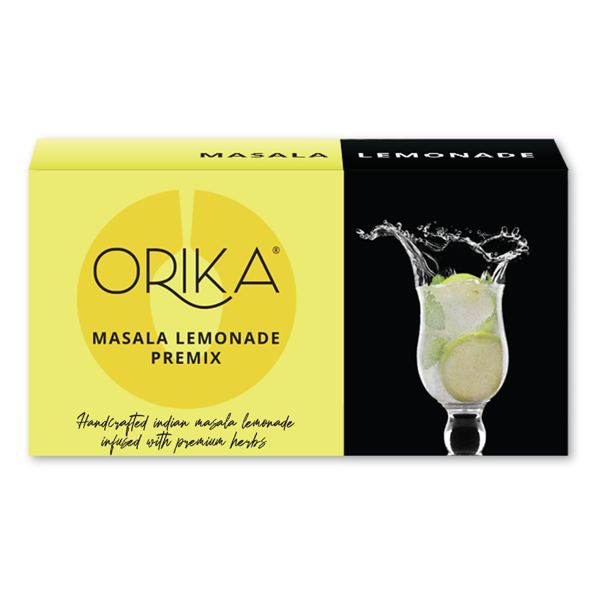 Orika Masala Lemonade Infused With Premium Herbs, Handcrafted Instant Drink Premix, Refreshing Summer Drink, 190 G, 10 Sachets