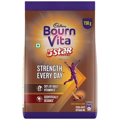 Cadbury Bournvita Chocolate Health Drink, 5 Star Magic, 750 G Pouch