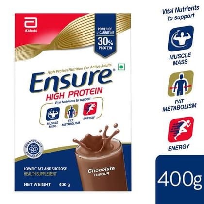 Ensure High Protein Drink, For Physically Active Adults, Chocolate Flavour, 400 G Box