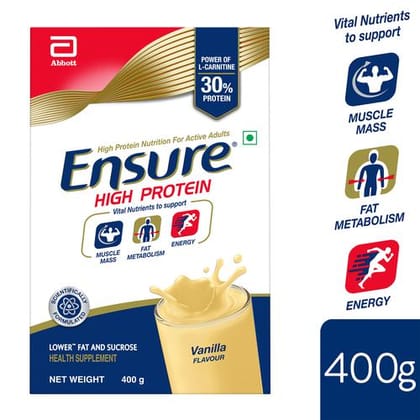 Ensure High Protein Drink, For Physically Active Adults, Vanilla Flavour, 400 G Box
