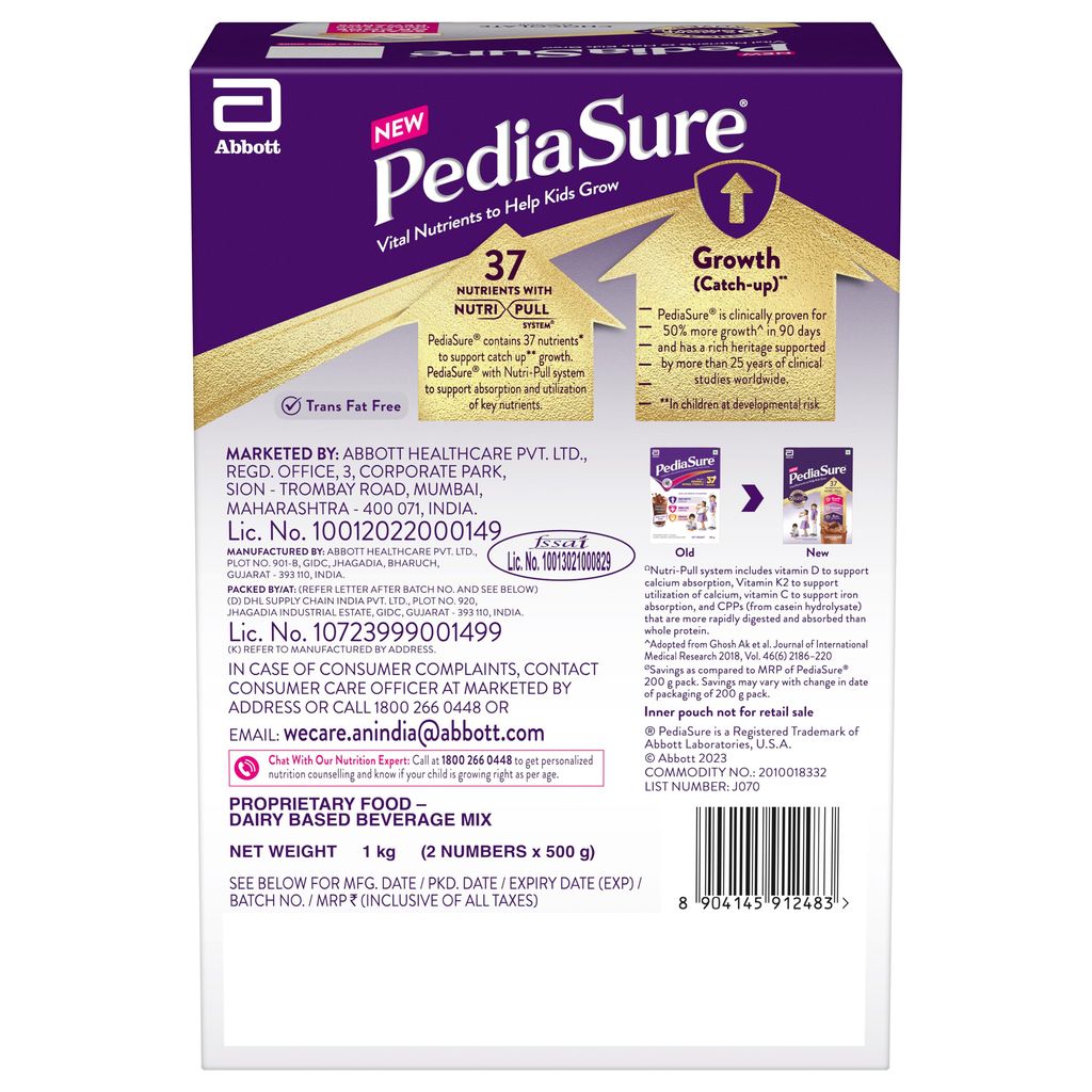 Pediasure Nutritional Drink Powder 1Kg, Chocolate, Scientifically Designed Nutrition For Supporting Kids Growth