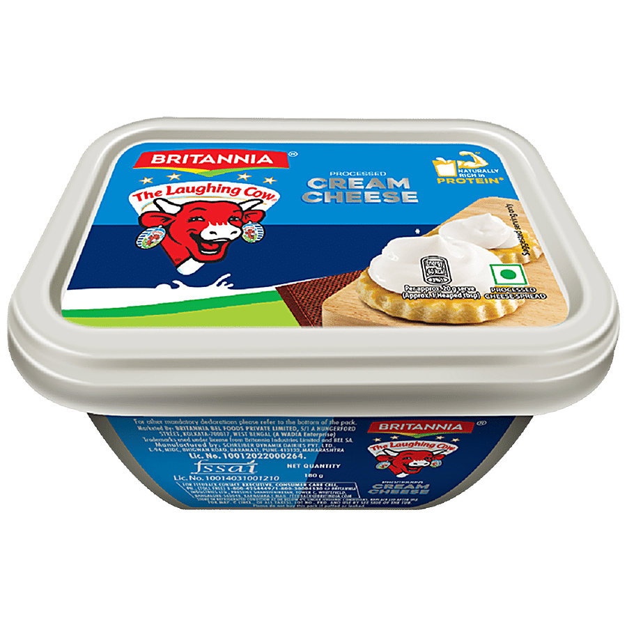 Britannia The Laughing Cow Processed Cream Cheese Spread, Goodness Of Cow's Milk, 180 G Tub
