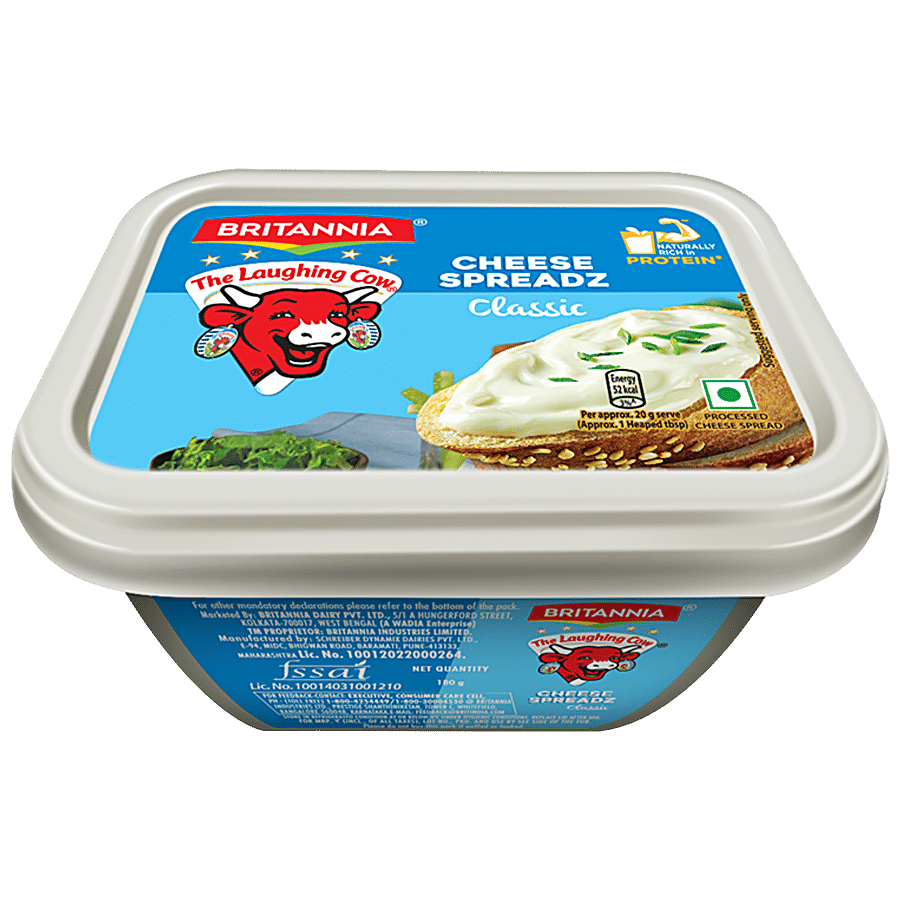 Britannia The Laughing Cow Processed Cheese Spreadz, Classic, Goodness Of Cows Milk, 180 G Tub