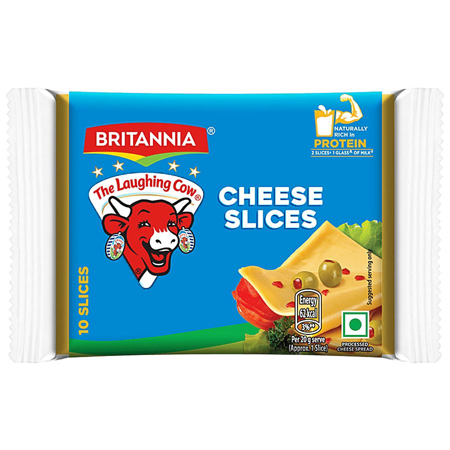 Britannia The Laughing Cow Processed Cheese Slice, Goodness Of Cows Milk, 200 G (10 Slices X 20 G Each)