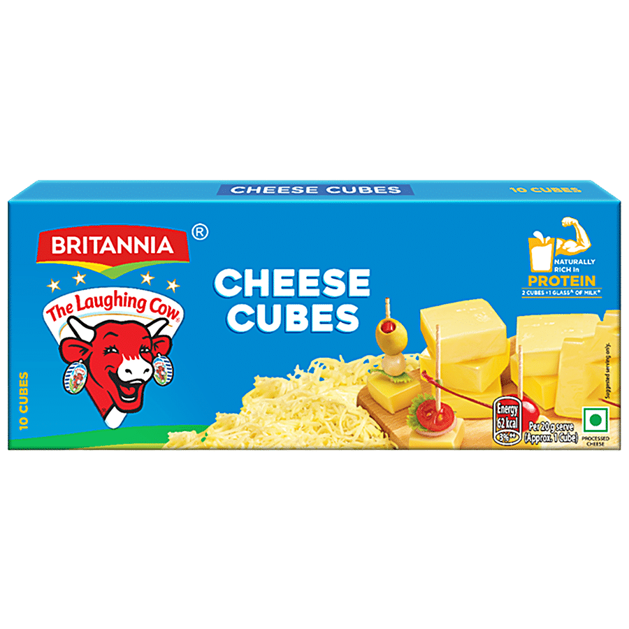 Britannia Processed Cheese Cubes, Goodness Of Cow's Milk, 200 G (10 Cubes X 20 G Each)