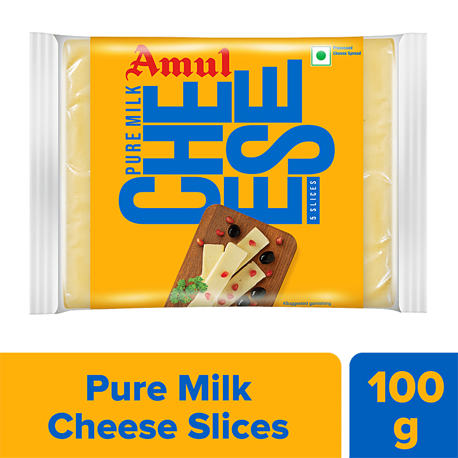 Amul Cheese Slices, Rich In Protein, Wholesome, No Added Sugar, 100 G (5 Slices)