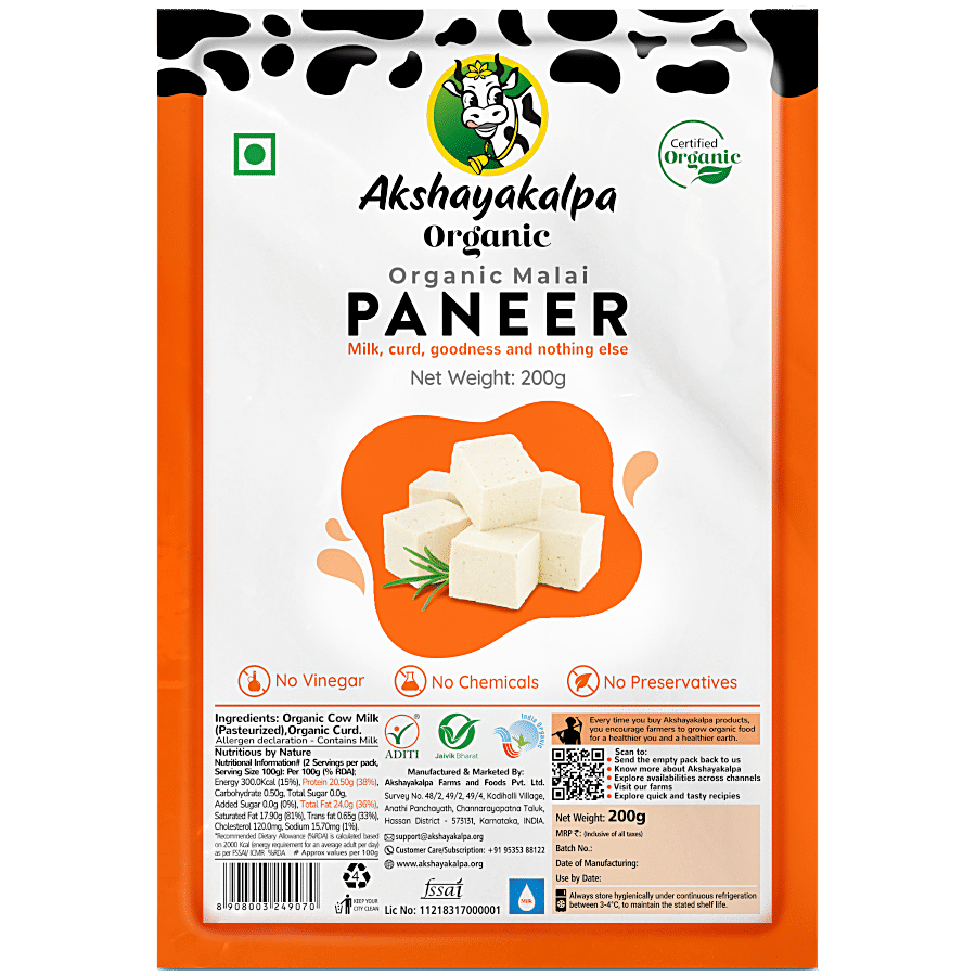 Akshayakalpa Malai Paneer, Organic, 200 G