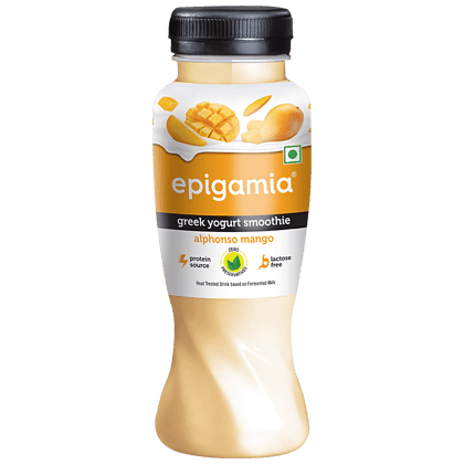 Epigamia Greek Yogurt Smoothie, Alphonso Mango, 180 Ml Bottle