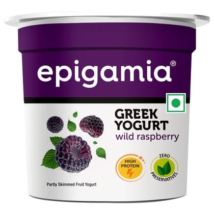 Epigamia Greek Yogurt - Wild Raspberry, High In Protein, No Preservatives, 85 g Cup
