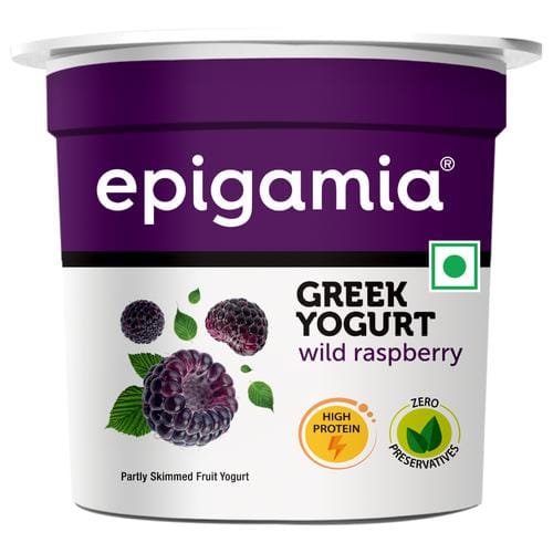 Epigamia Greek Yogurt - Wild Raspberry, High In Protein, No Preservatives, 85 g Cup
