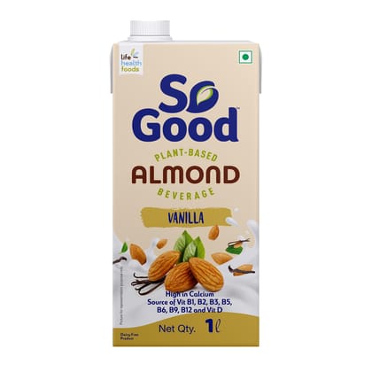 So Good Plant Based Almond Beverage Vanilla 1 L, Vanilla, Lactose Free, Gluten Free, No Preservatives, Zero Cholesterol, Dairy Free, Source Of Calcium & Vitamins