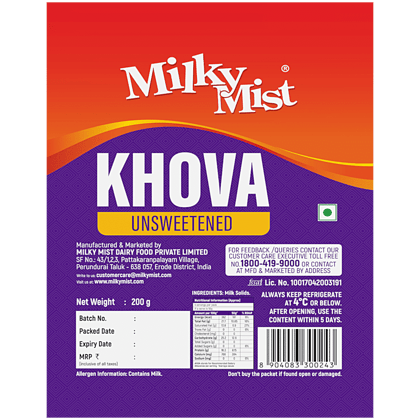 Milky Mist Khova, Unsweetened, Creamy Texture, Milky Aroma, 200 G Pouch