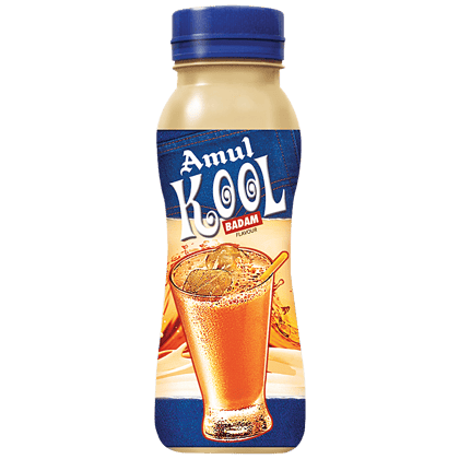 Amul Kool Milk, Badam Flavour, 180 Ml Pet Bottle