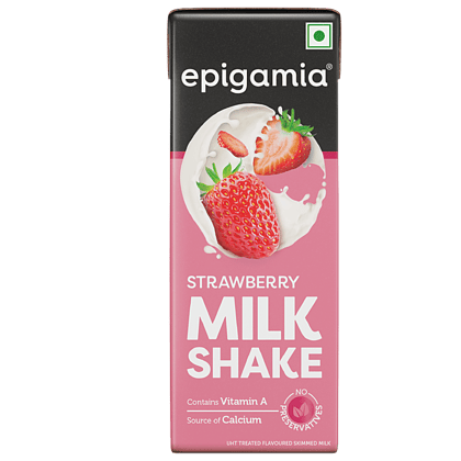 Epigamia Origins Strawberry Milkshake, Contains Vitamin A, 180 Ml