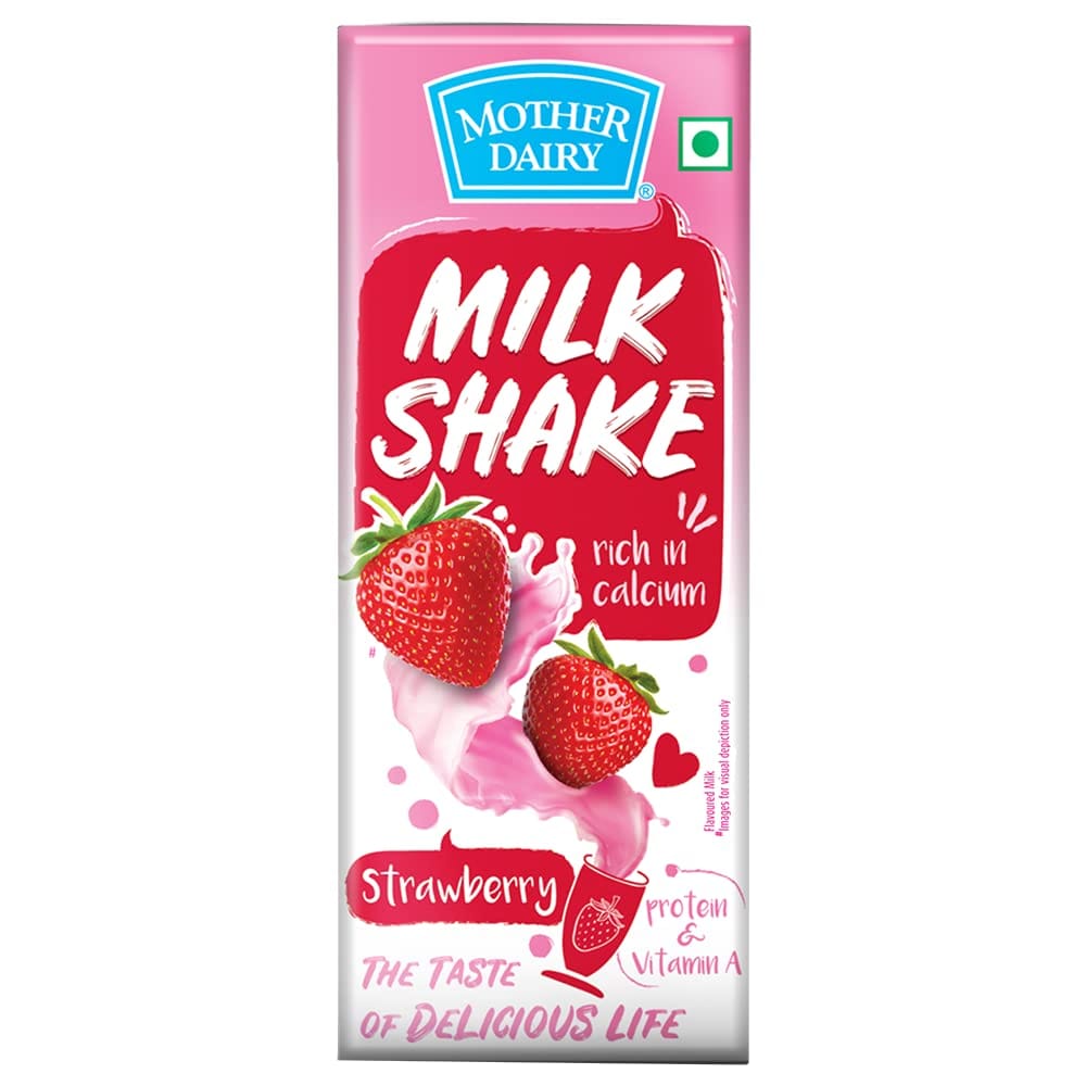 Mother Dairy Strawberry Milkshake, 180Ml