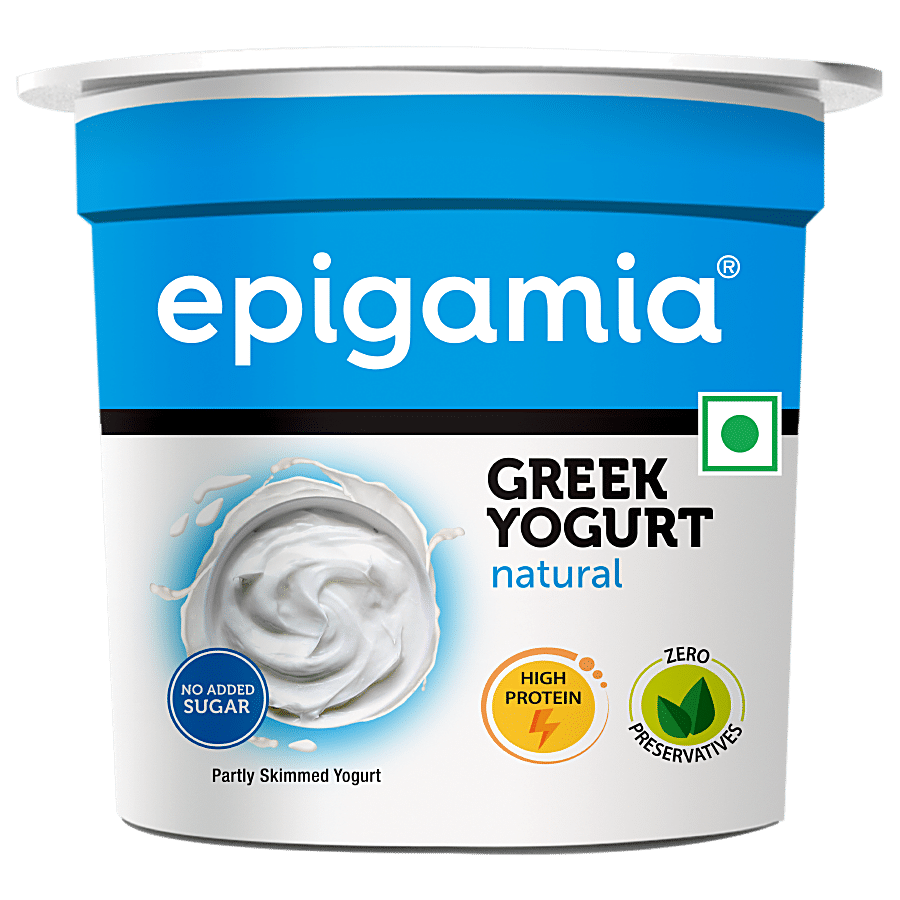 Epigamia Greek Yogurt, Natural, No Added Sugar, High In Protein, 85 G Cup
