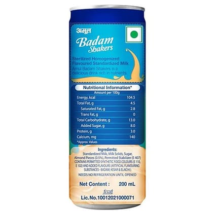 Amul Kool Milkshake, Badam, 200 Ml Can