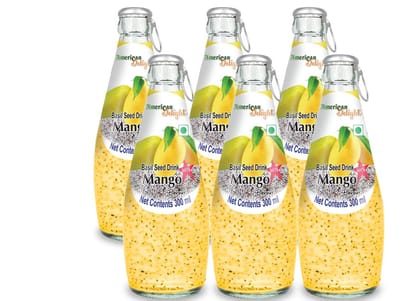 American Delight Basil Seed Drink Mango Fruit Flavour, Fruit Juice, Non, Alcoholic Drink, Ready To Serve (Pack Of 6 X 300Ml)