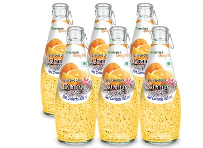American Delight Basil Seed Drink Orange Fruit Flavour (Pack Of 6 X, 300Ml), Fruit Juice, Non, Alcoholic Drink, Ready To Serve