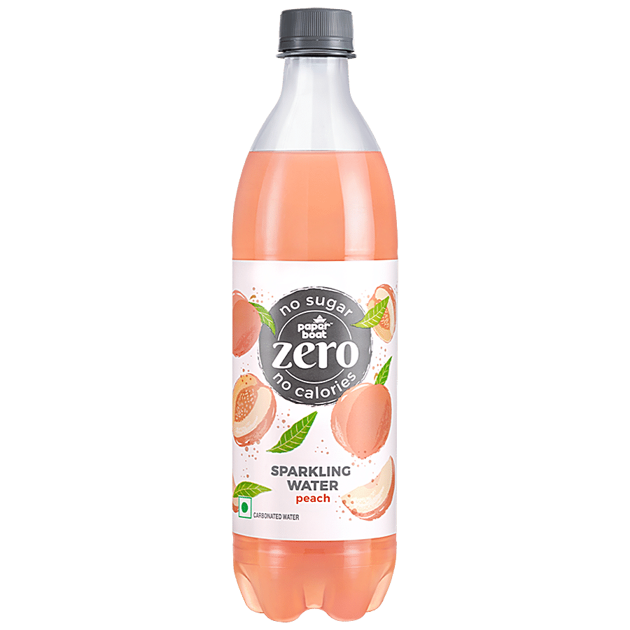 Paper Boat Sparkling Water, Peach, Carbonated Water, Zero Sugar/Calories, 600 Ml