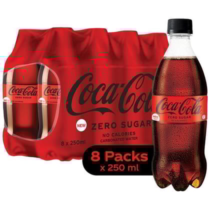 Coca Cola Zero Sugar Soft Drink, 250 Ml (Pack Of 8)