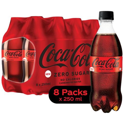 Coca Cola Zero Sugar Soft Drink, 250 Ml (Pack Of 8)