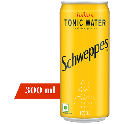 Schweppes Indian Tonic Water, Contains Quinine, Soda Water With Refreshing Taste, 300 Ml Can
